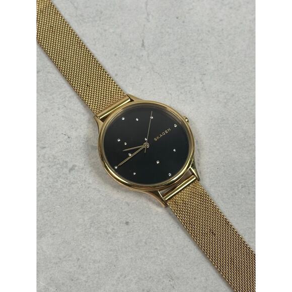 Skagen Watch Womens 34mm Anita Night Sky Constellation Black Dial New Battery